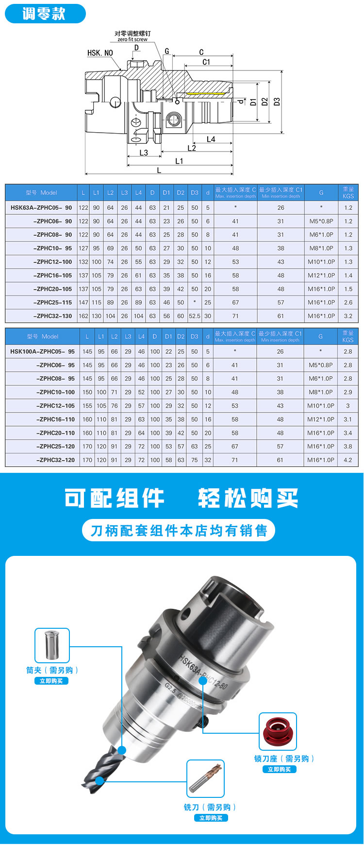 HSK-A-PHC液壓刀柄調零款